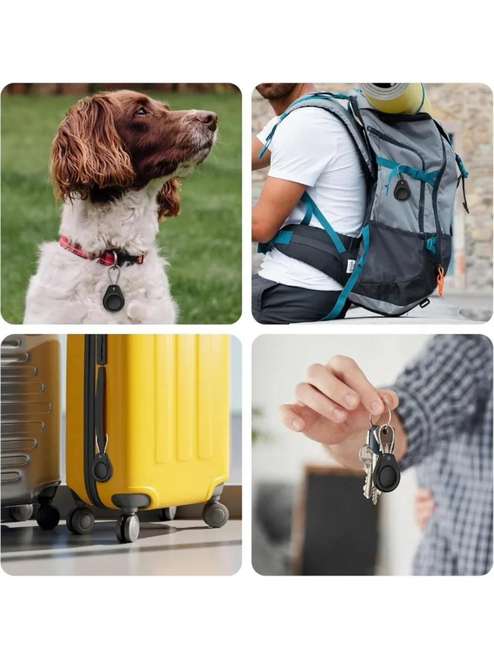 Waterproof Keychain Holder for AirTag - 4 Pack Lock Case with Keyring, Black
